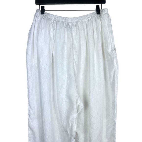 FLAX 100% Linen Wide Leg Elastic Waist Pants in White Size 2G (22-24) - Picture 9 of 11
